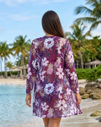 Biquíni + Saída de Praia Floral Estilo Resort Tropical