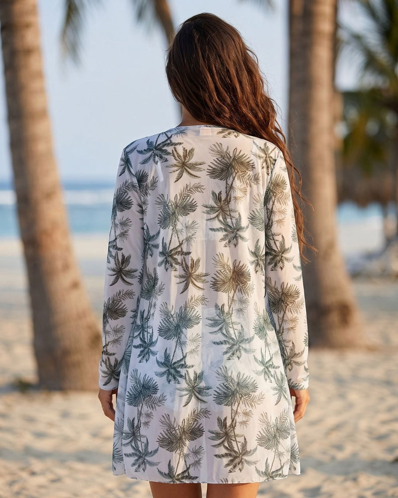 Biquíni Top Com Amarração Short + Kimono Longo