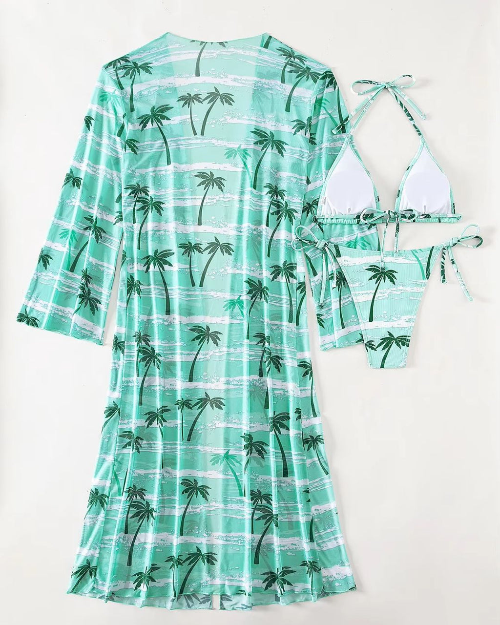 Biquíni + Saída de Praia Com Kimono Estampado Tropical
