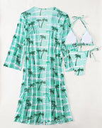Biquíni + Saída de Praia Com Kimono Estampado Tropical