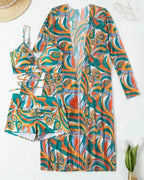Biquíni + Saída de Praia Estampado Estilo Resort Retrô