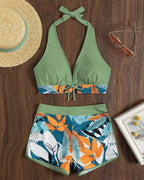Biquíni Com Short Praia Tropical Com Amarração