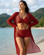 Conjunto Praia Com Short E Kimono Longo
