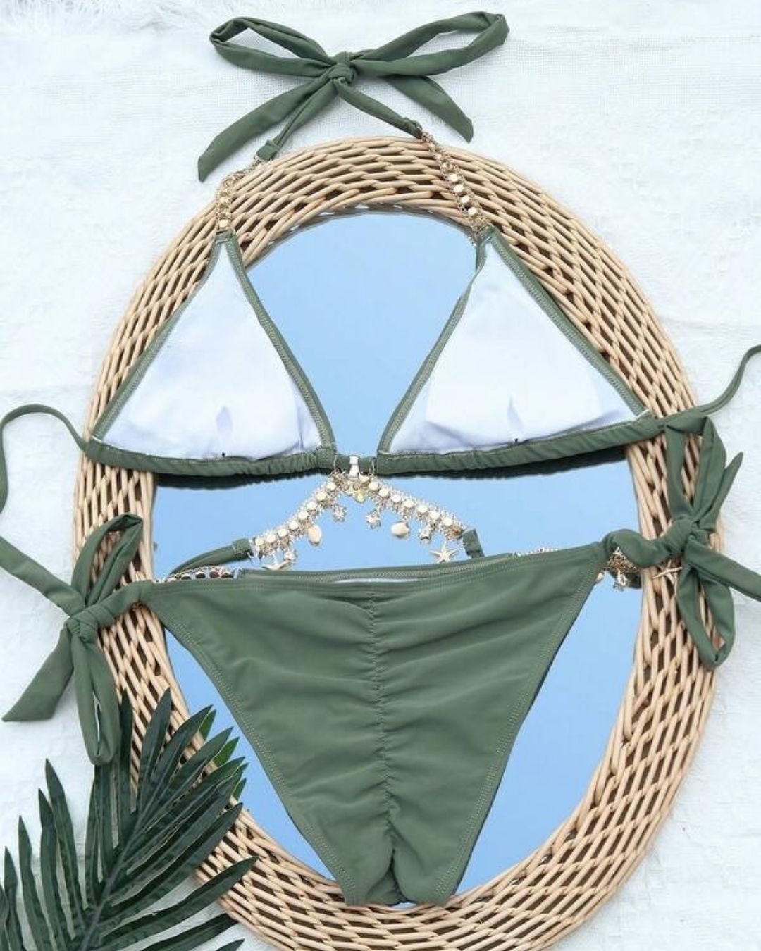 Biquíni Cortininha Com Aviamentos E Amarração Resort
