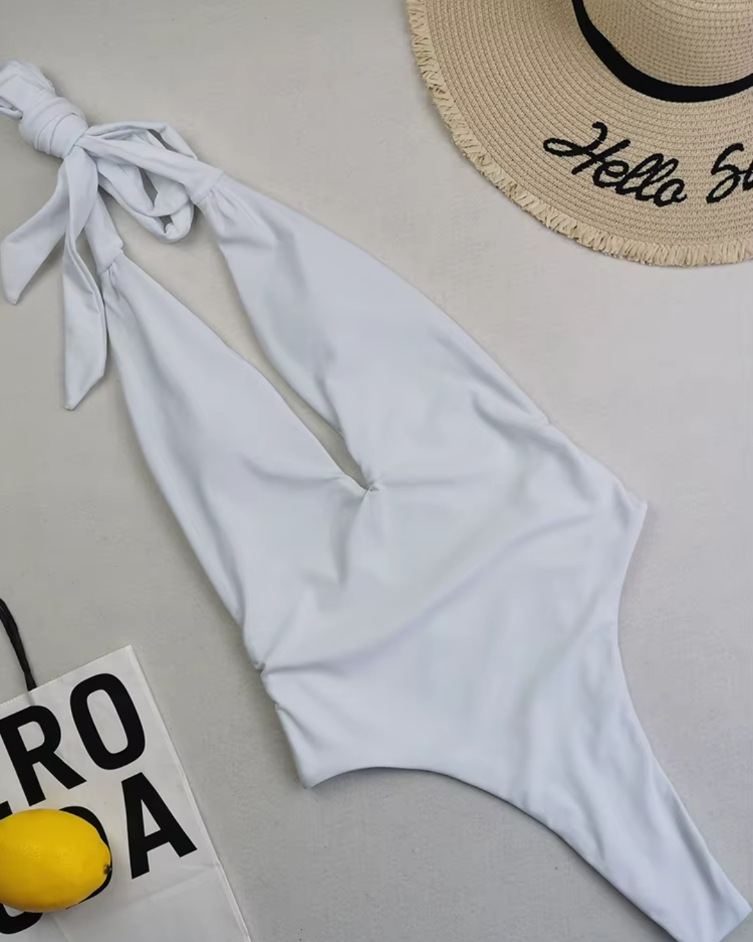 Maiô Frente Única Com Decote Profundo E Amarração