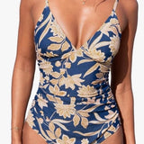 Maiô Estampado Floral Decote V Com Alças Finas
